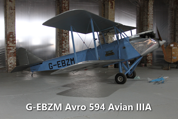 G-EBZM Avro 594 Avian IIIA, Hooton Park Hangars